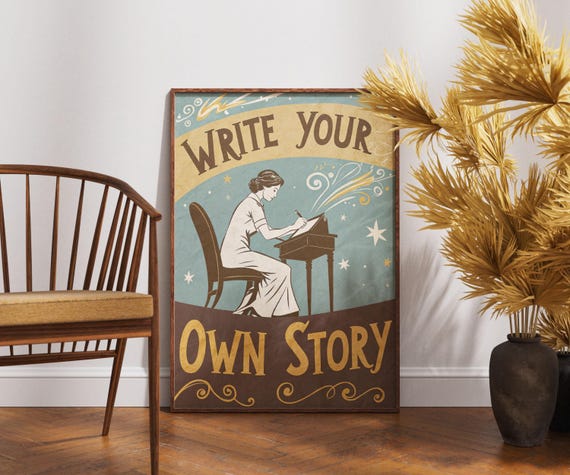 Write Your Own Story Poster Inspirational Wall Art Motivational Retro Print Creative Room Decor Encouraging Home Artwork