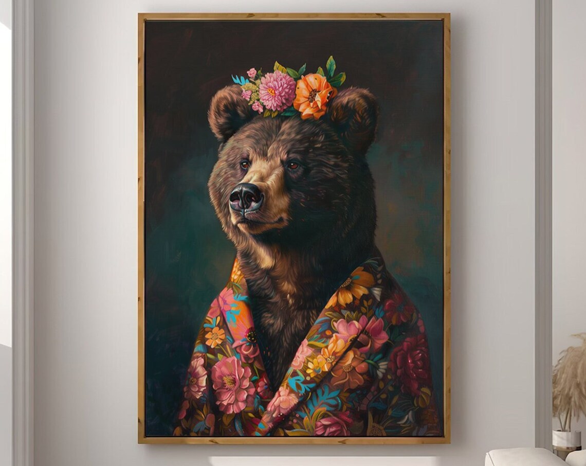 Bear Maximalist Eclectic Animal Portrait Art Print