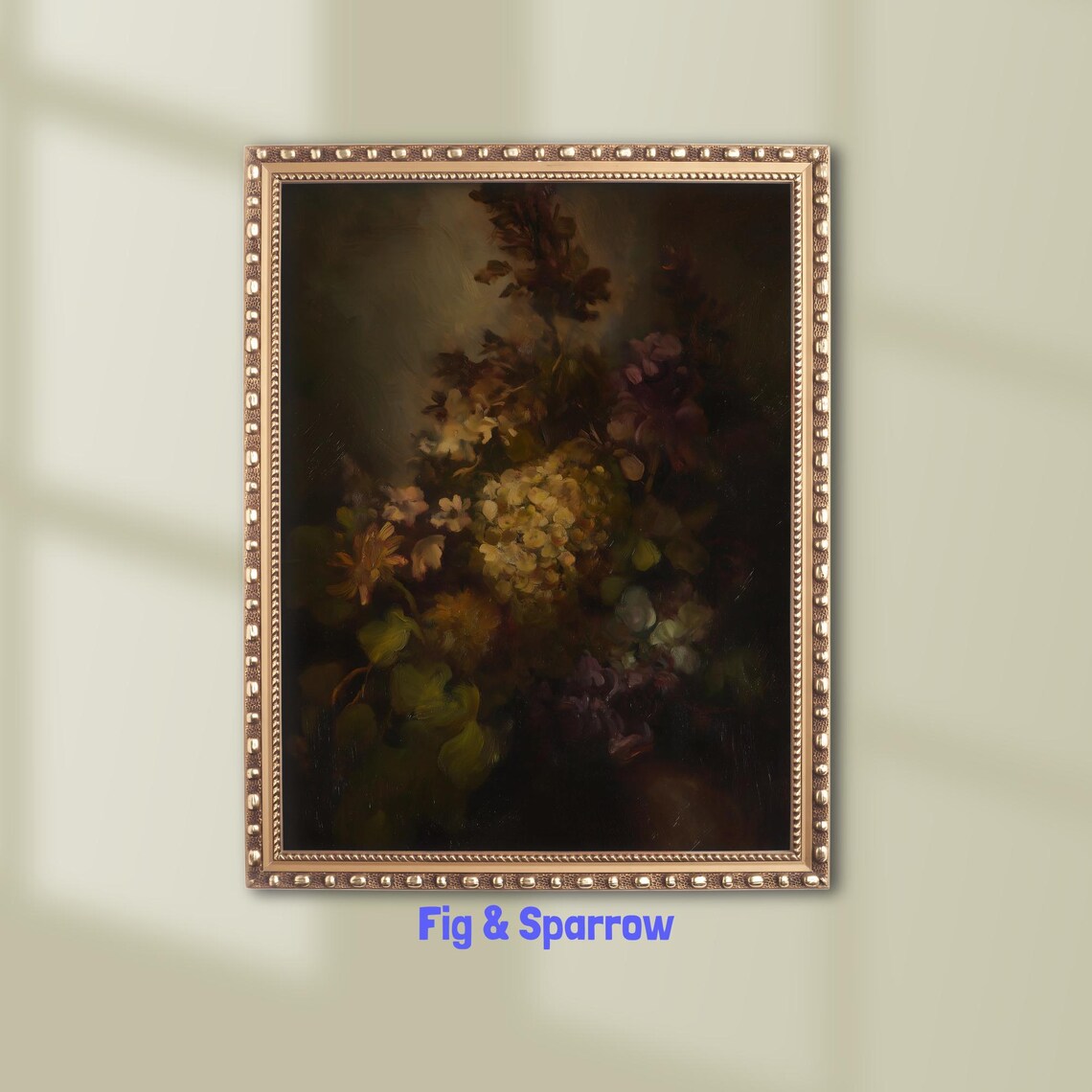 Moody Floral Still Life Art Print Dark Vintage Botanical Decor