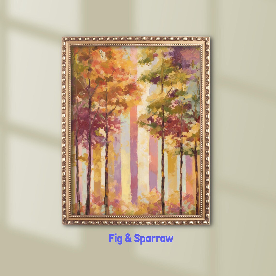 Autumn Forest Landscape Print Whimsical Fall Impressionist Art
