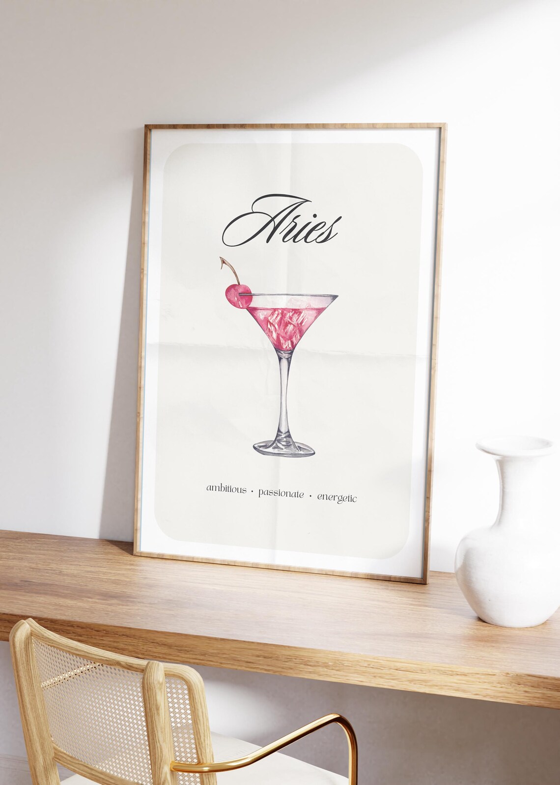 Aries Zodiac Cocktail Poster, Astrology Wall Art - Image 3