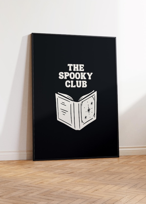The Spooky Club Open Spell Book Cream On Black Witchy Magic Poster