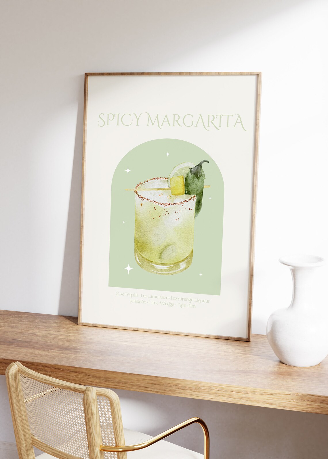 Spicy Margarita Cocktail Print, Trendy Kitchen Poster - Image 2
