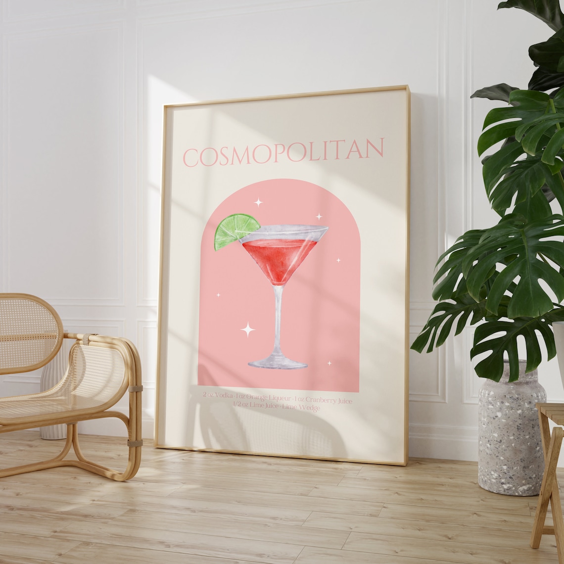 Cosmopolitan Cocktail Poster, Trendy Kitchen Wall Art - Image 3