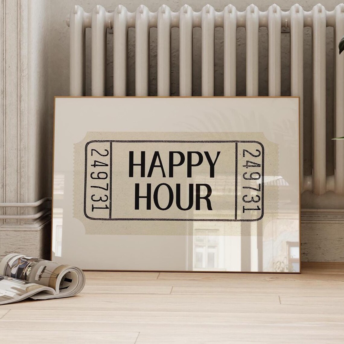 Happy Hour Bar Cart Cocktail Wall Art, Trendy