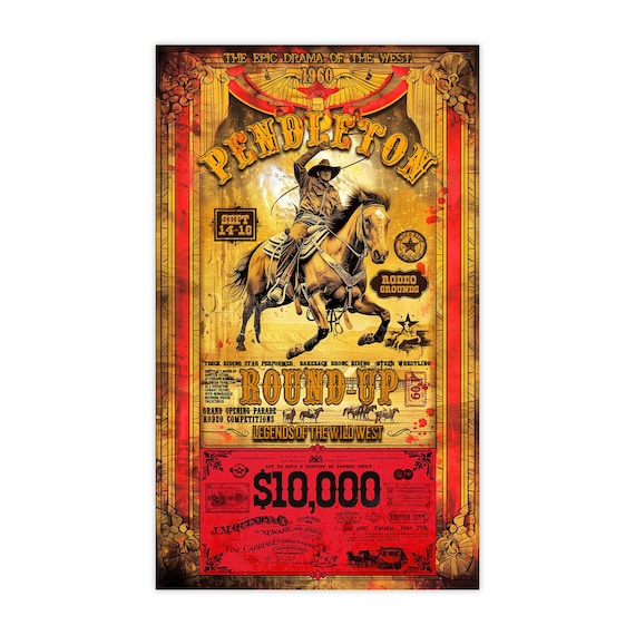 Pendleton Round Up Rodeo Retro Western Art Print