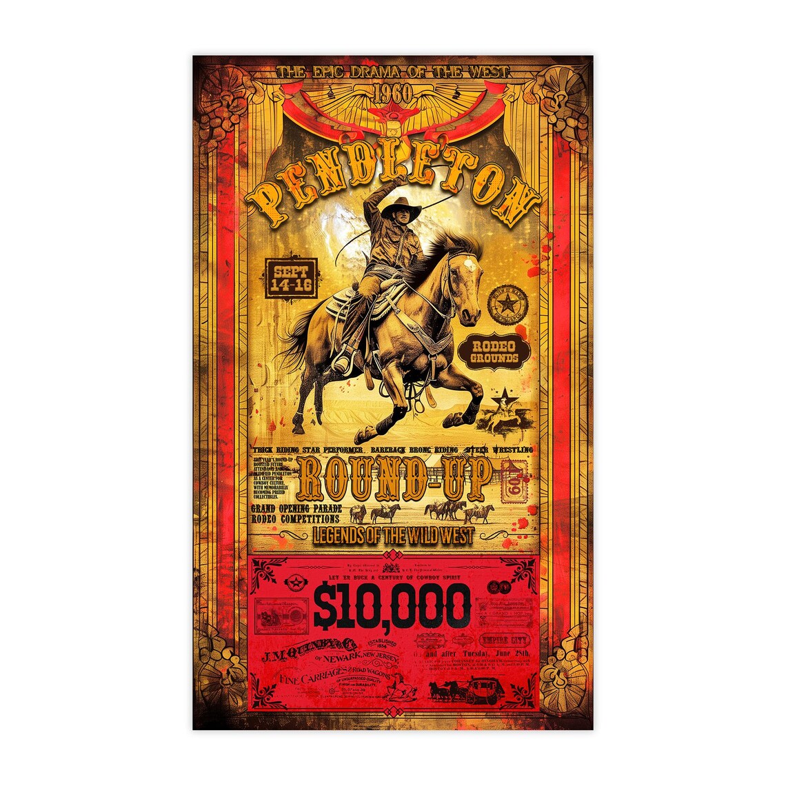 Pendleton Round Up Rodeo Retro Western Art Print