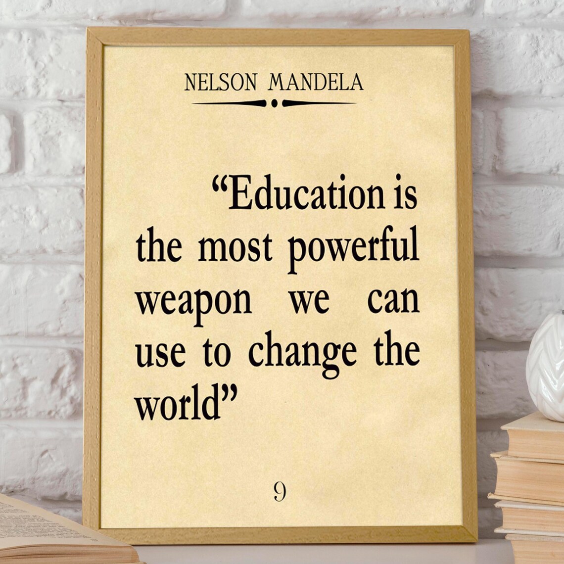 Nelson Mandela Education Quote Powerful Weapon Classroom Art Poster