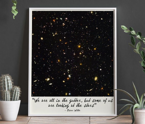Self Care Poster, Oscar Wilde Looking At The Stars Quote