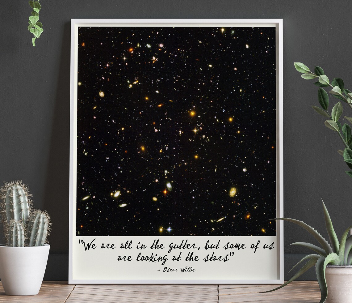 Self Care Poster, Oscar Wilde Looking At The Stars Quote