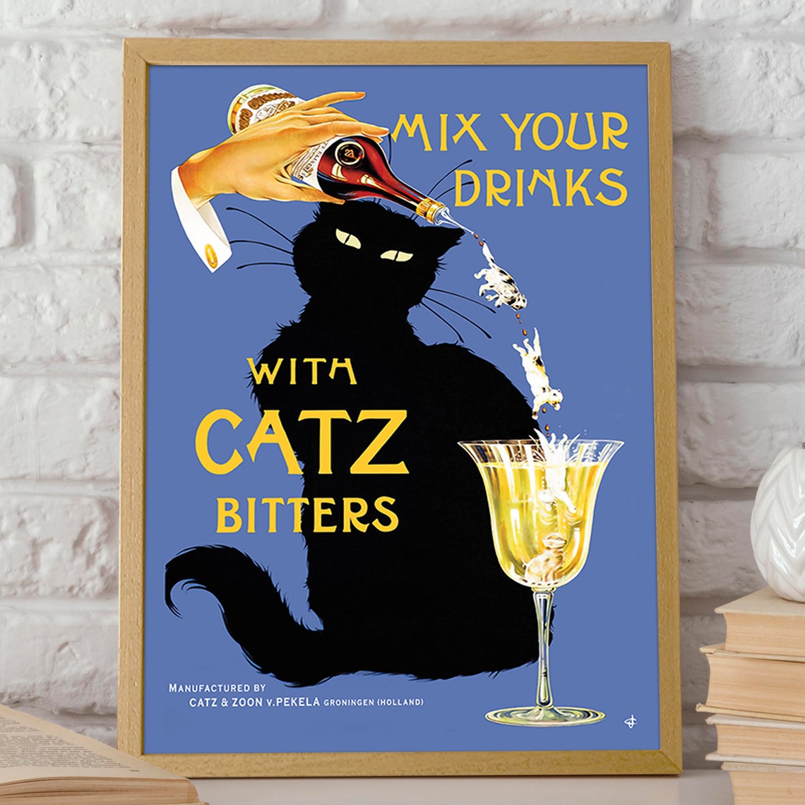 Vintage Black Cat Beer Poster, Quirky Bar Decor - Image 2