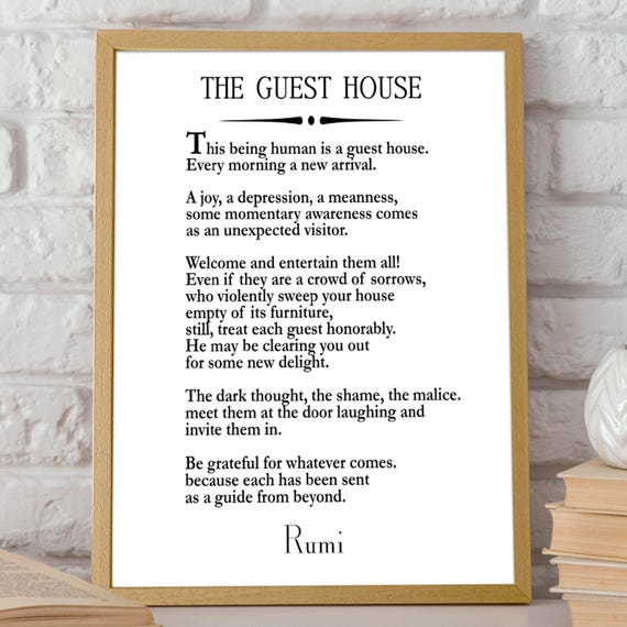Rumi The Guest House Poem Quote Wall Art Print