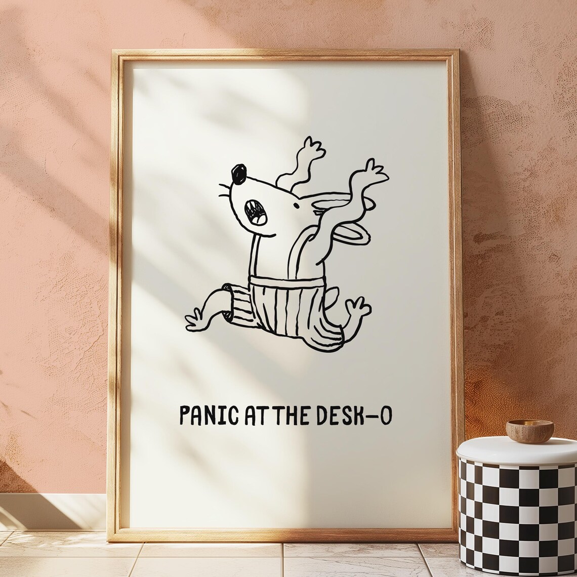 Funny Panic at the Desk-O Office Cubicle Humor Mouse Art Poster
