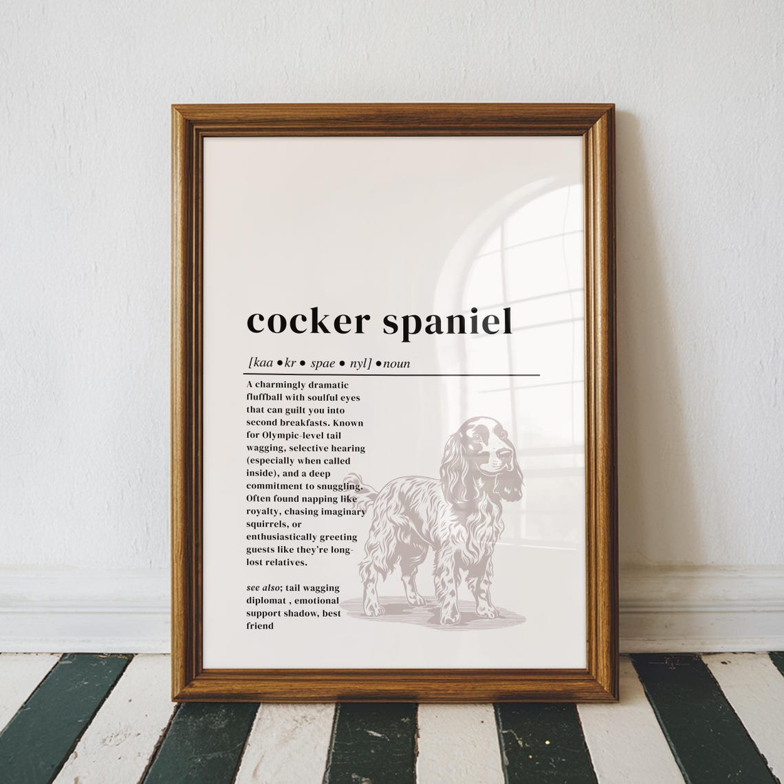 Cocker Spaniel Funny Dictionary Definition Art Print for Dog Lovers