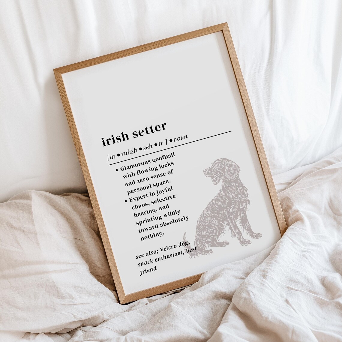 Funny Irish Setter Definition, Dog Lover Gift Art Print
