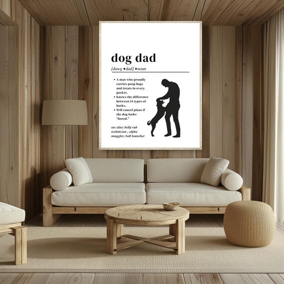 Funny Dog Dad Definition Print Rustic Humor Wall Art