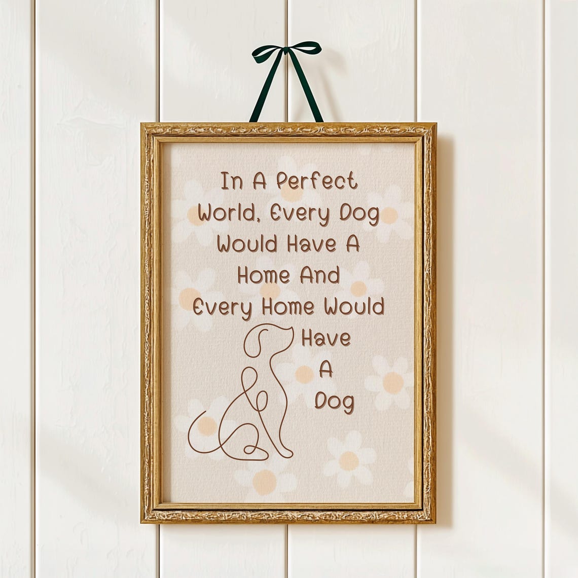 Dog Line Art Print, Pet Rescue Quote