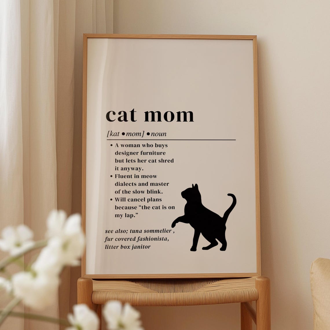 Cat Mom Definition Funny Dictionary Style Cat Lover Poster Art