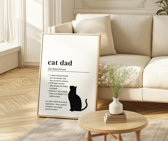 Funny Cat Dad Definition Art Print Humorous Pet Lover Gift