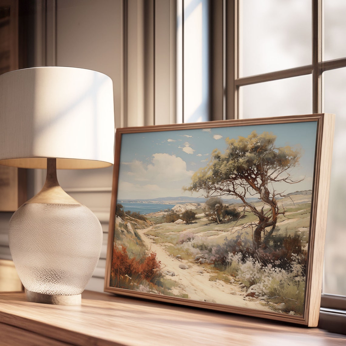 Rustic Twisted Tree Coastal Path Golden Hills Ocean View Poster - Image 3