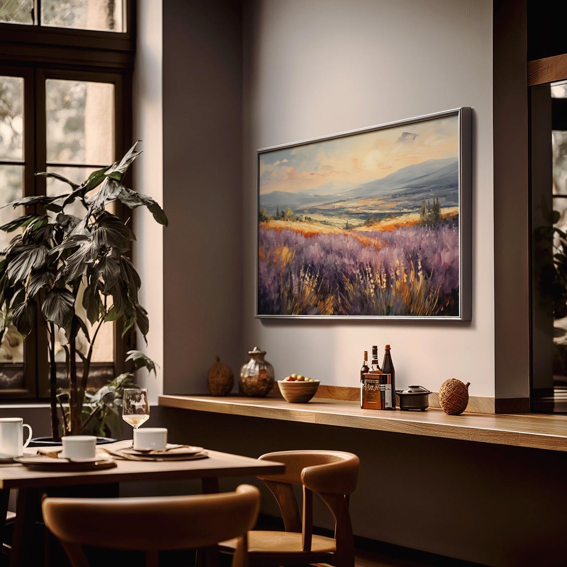 Lavender Field Provence Sunset Painting Purple Floral Landscape Poster - Image 2
