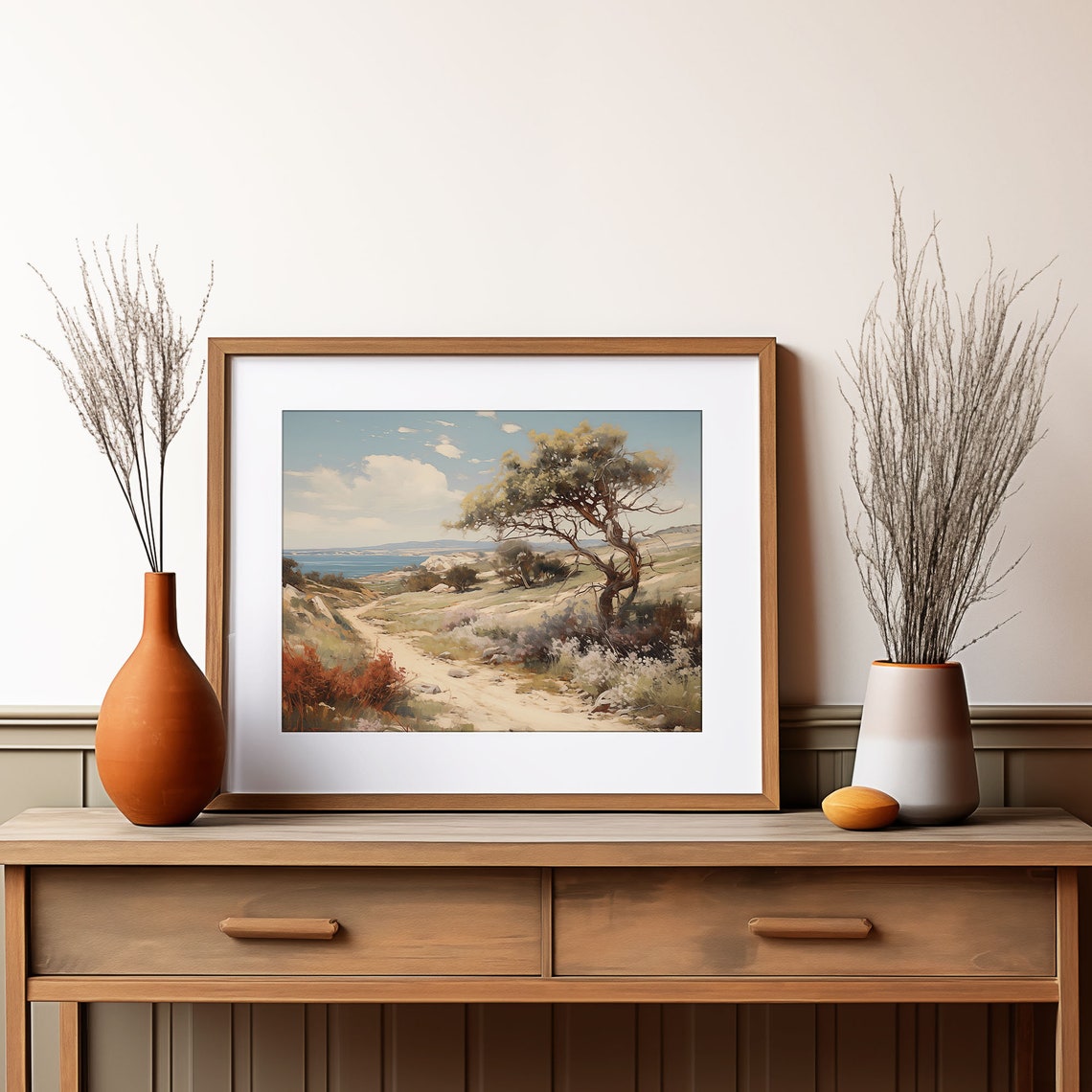 Rustic Twisted Tree Coastal Path Golden Hills Ocean View Poster - Image 4