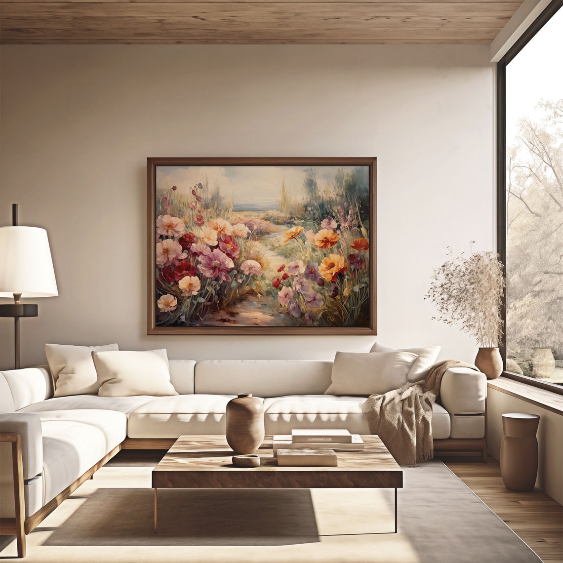 Poppy Field Flower Path Soft Morning Light Floral Oil Painting Poster - Image 4