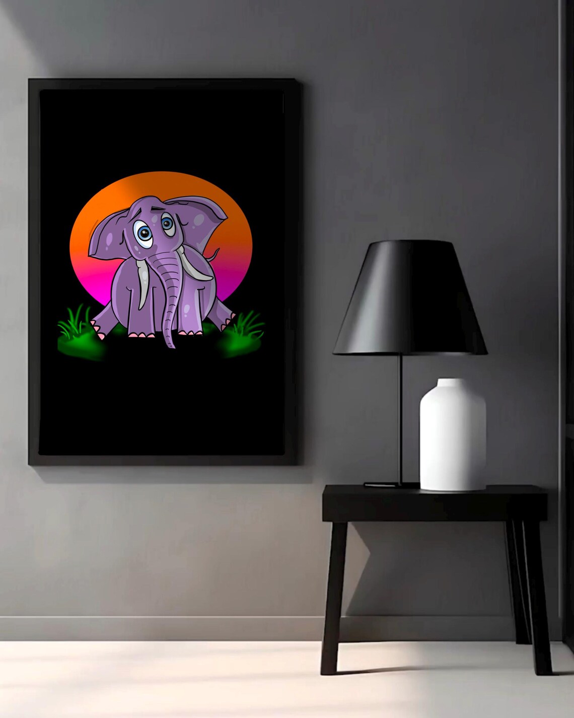 Abstract Elephant Art Print Trendy Colorful Wall