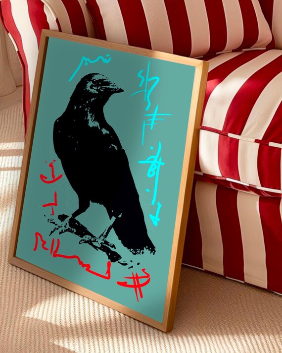 Colorful Crow Art Print Abstract Bird Poster Living Room Decor Coffee Gift