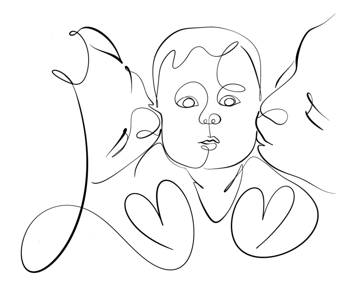 Custom Line Art Portrait, Minimalist Mom And Baby - Image 3