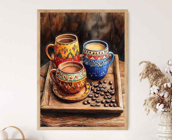 Guatemalan Coffee Traditional Pottery and Beans Art Print