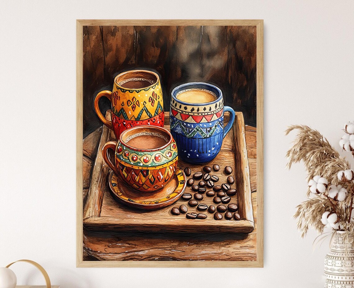Guatemalan Coffee Traditional Pottery and Beans Art Print