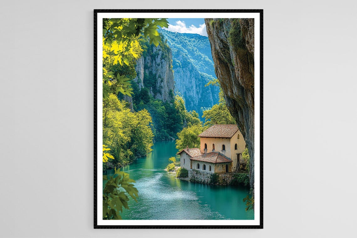 Matka Canyon Art Print Macedonia River Gorge Medieval Monasteries
