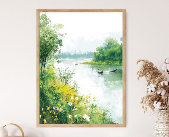 Ganges River Art Print Rajshahi Riverbanks And Calm Waters