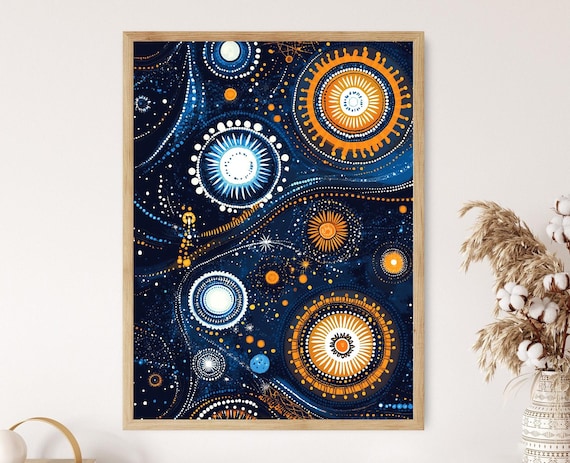 Aboriginal Starry Night Ancestor Spirits Dot Painting Night Sky Poster