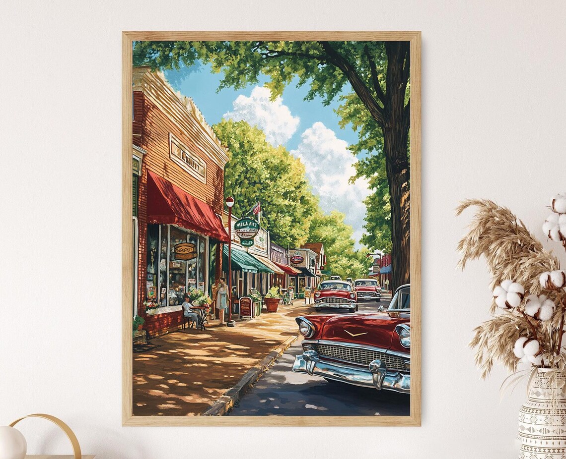 Arkansas Main Street, Small Town Charm Illustration