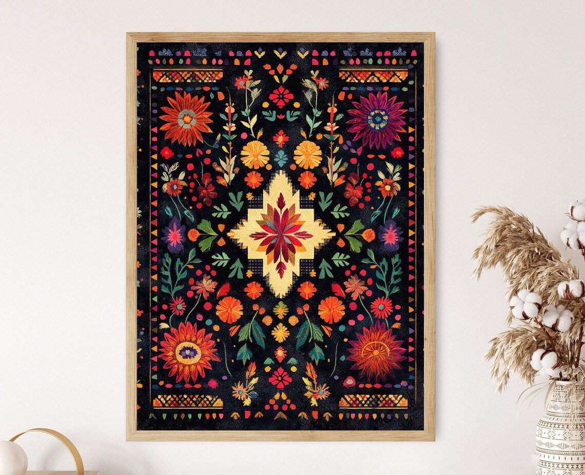 Palestinian Tatreez Art Print, Traditional Embroidery