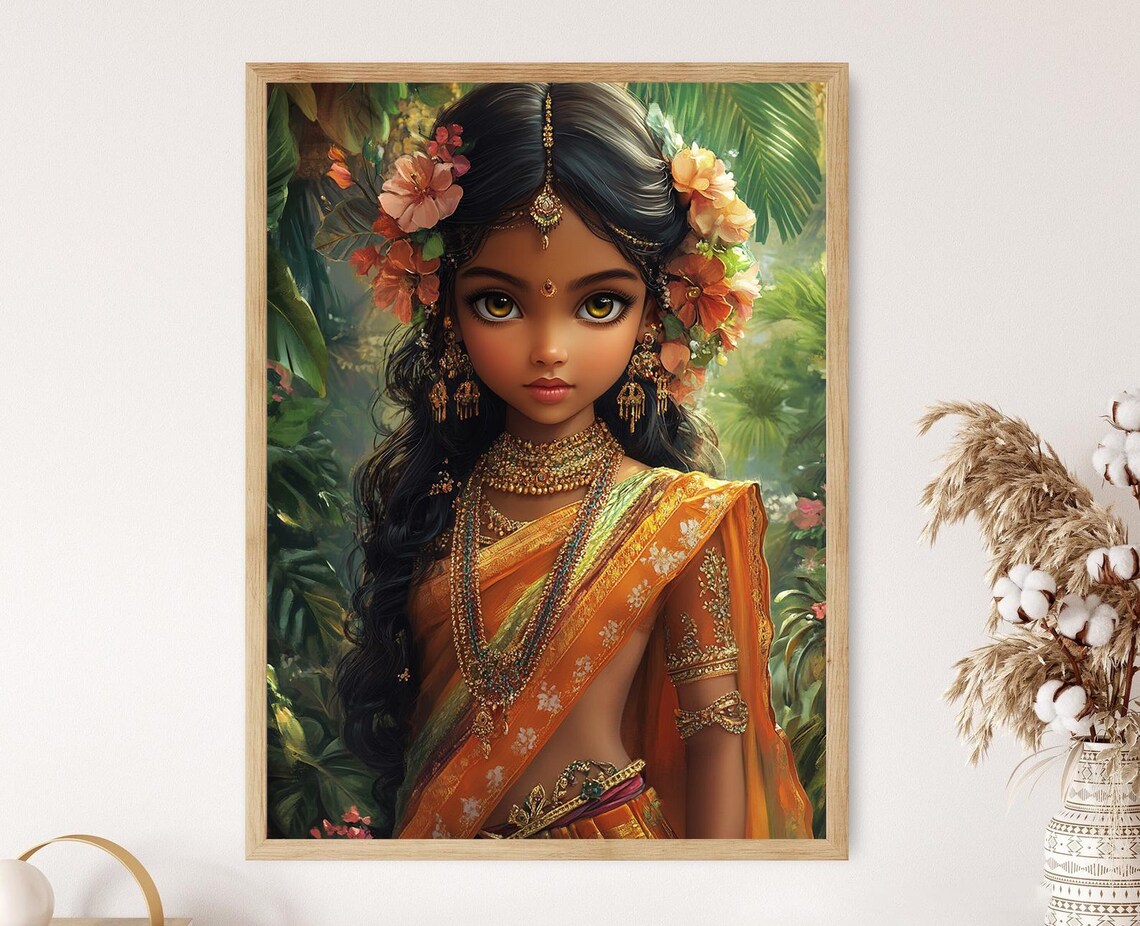 Sri Lankan Doll in Sari, Cultural Heritage Art Print