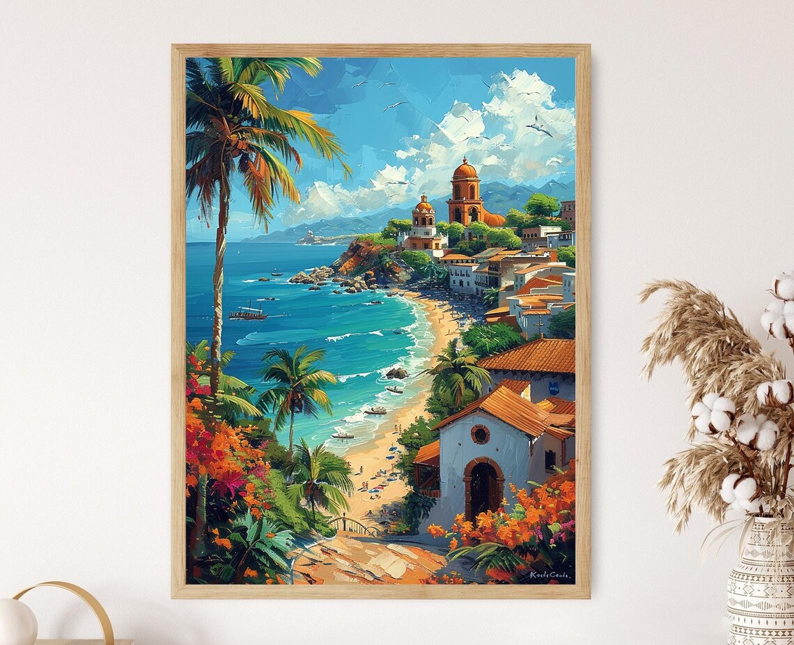 Mazatlan Historic Coastal Town Art Print, Travel Poster