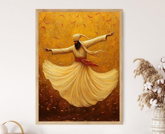 Whirling Dervish In Ecstasy Sufi Mystical Dance Spiritual Islamic Art Print