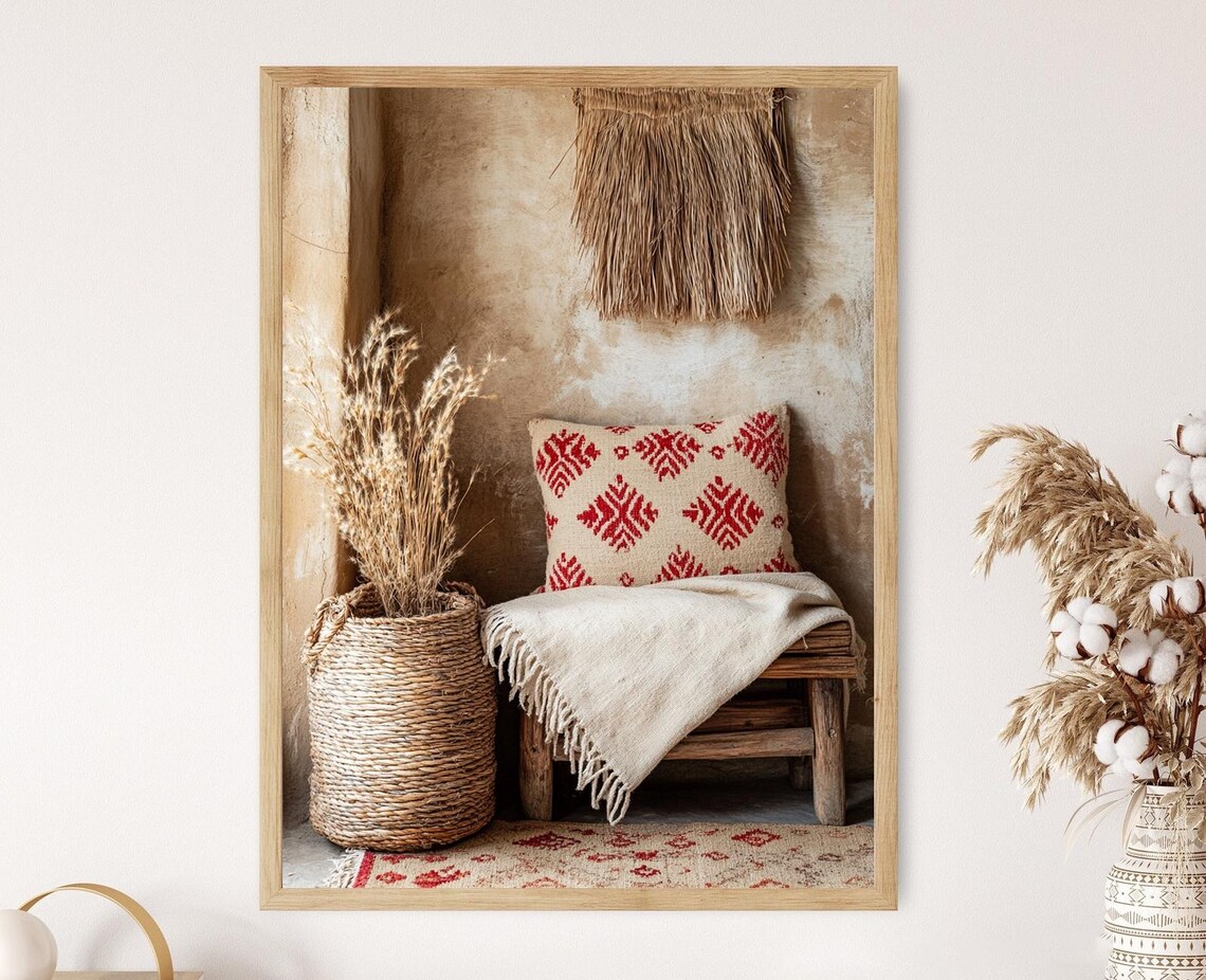 Ethiopian Handwoven Textile Art Print Rustic African Textile Poster