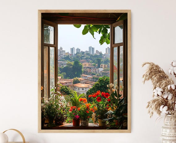 Yaoundé Skyline Illustration, Cameroonian Art Print