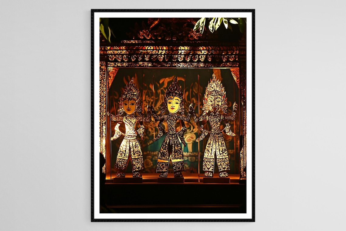 Malaysian Shadow Puppet Art Print, Traditional Backdrop