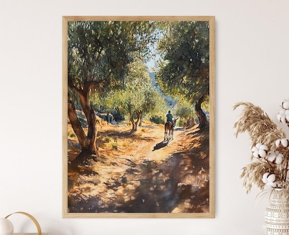 Cyprus Olive Grove Art Print Peaceful Sunrise Landscape
