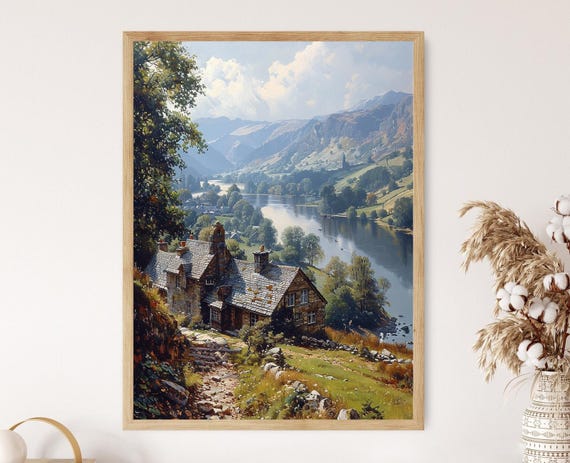 Tranquil Lake Windermere Landscape Lake District Art Print