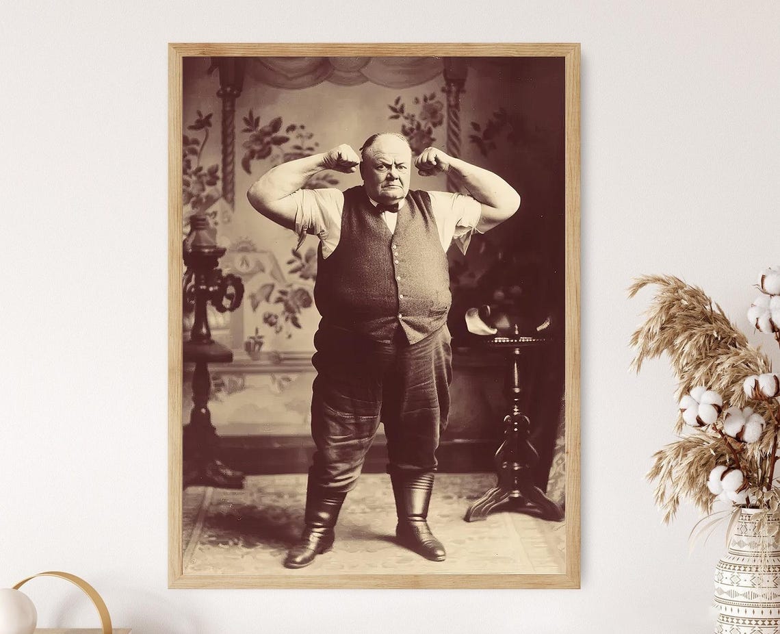 Winston Churchill Flexing His Muscles Funny History Class Art Print