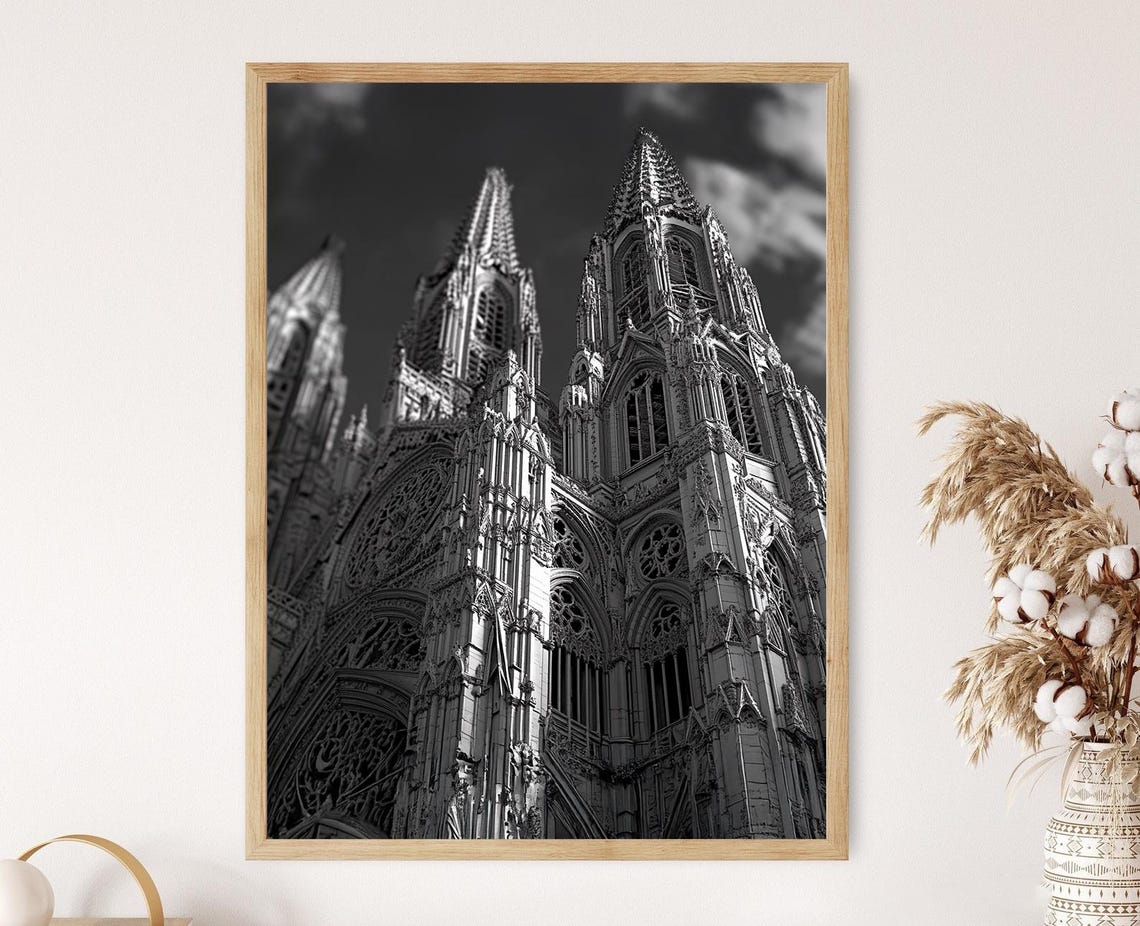 Cologne Cathedral Black And White Print German Gothic Architecture