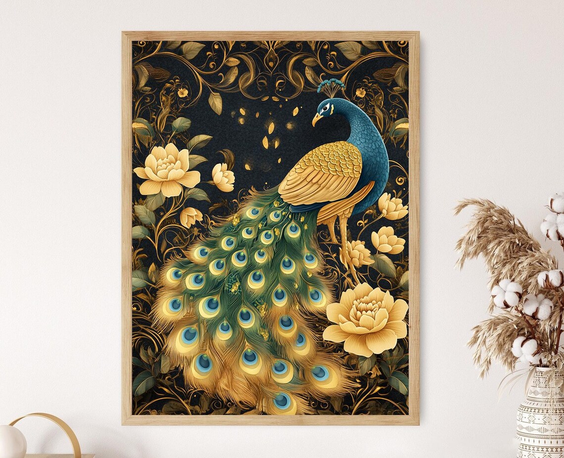 Thai Royal Peacock Ornament, Traditional Thai Art Print