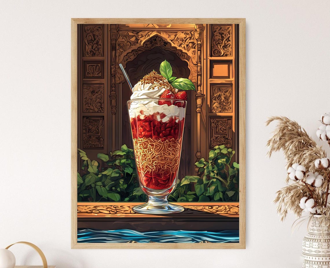 Falooda Art Print Mughal Backdrop Illustration Indian Beverage Decor