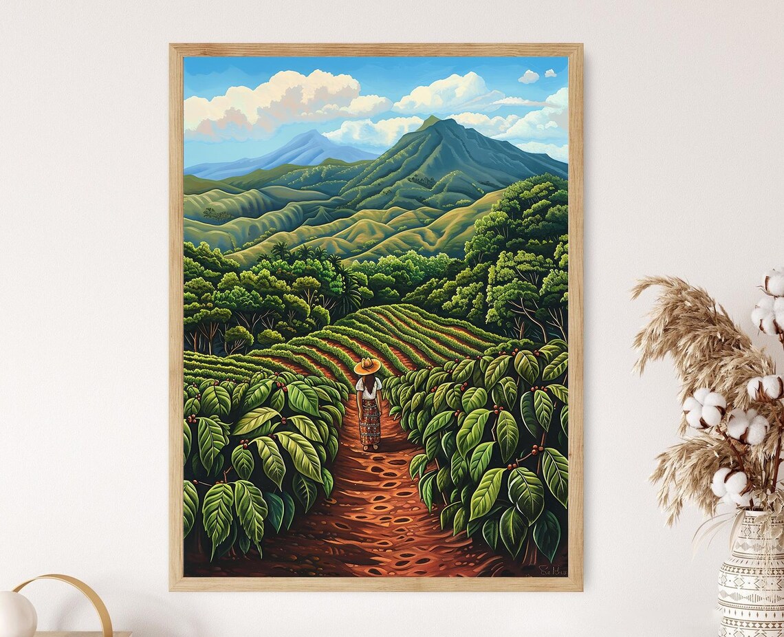 El Salvador Coffee Plantation Landscape Art Print